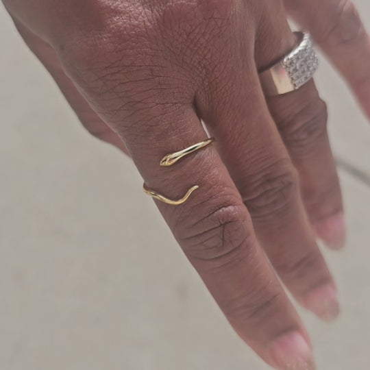 Thin adjustable gold filled snake ring